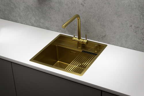 Кухонная мойка Granula Kitchen Space 5051, ЗОЛОТО САТИН 50x51 цвет золото сатин