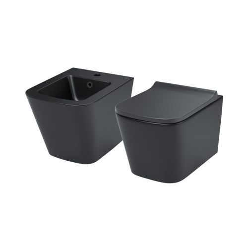 Унитаз подвесной IDDIS Bild BILR2BMi73 черный матовый с сиденьем микролифт безободковый каскадный смыв