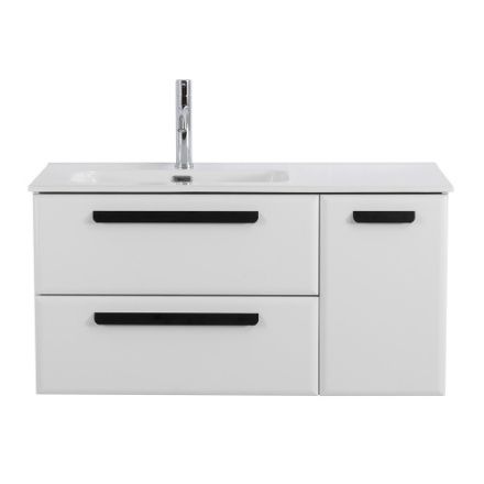 Тумба под раковину Cezares ECO-CER ECO-CER-N-1000-2C-1A-SO-BL-L 100х46х50 подвесная цвет белый