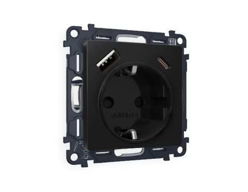 Комплект механизма розетки 2USB A+C 20W (быстрая зарядка) с/з Ambrella Volt Alfa (Алфа) MA810010