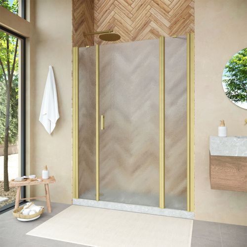 Душевая дверь Vegas-Glass EP-2F NOVO EP-2F NOVO 210 03 02 R 210х190 стекло рифленое профиль золото