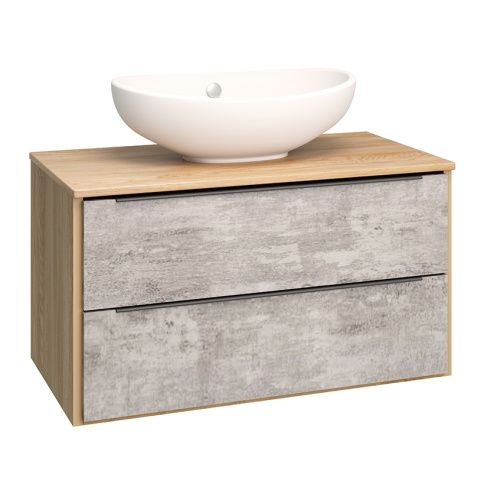 Тумба под раковину Runo Мальта 00-00001100 90х50 подвесная цвет серый/коричневый