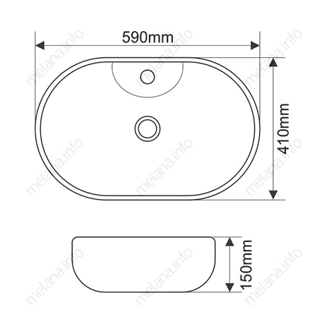 Раковина из сантехнического фарфора Melana 7734-805 63х41 накладная цвет белый 1 отверстие под смеситель - фото 2