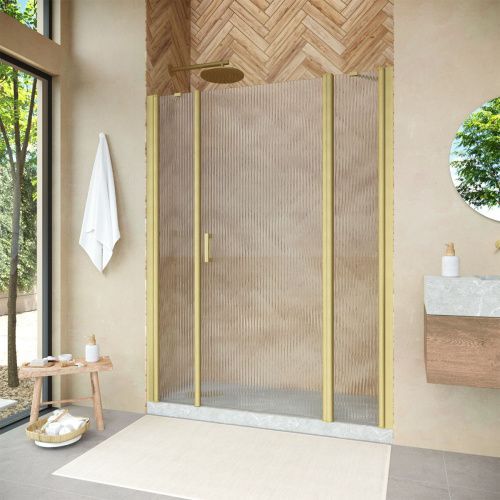 Душевая дверь Vegas-Glass EP-2F NOVO EP-2F NOVO 210 03 Moru R 210х190 стекло рифленое профиль золото