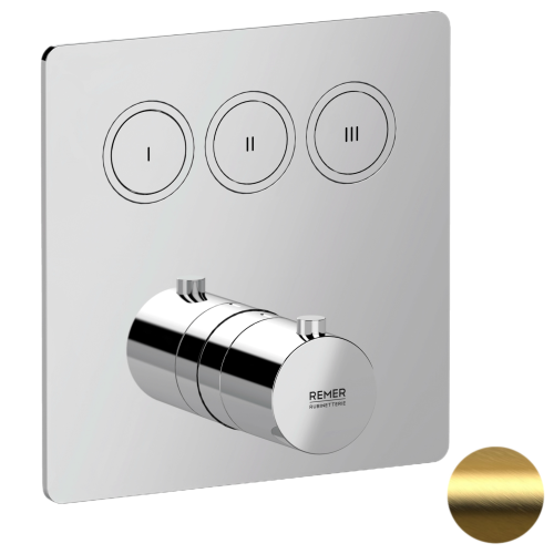 Смеситель для душа Remer X Style X99QD3KBBG встраиваемый в стену золото с термостатом