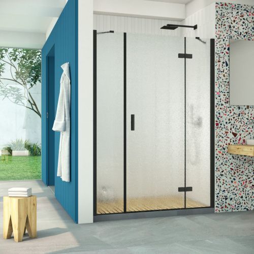 Душевая дверь Vegas-Glass AFP-F Retta AFP-F Retta 130 02М 02 R 130х200 стекло рифленое профиль черный