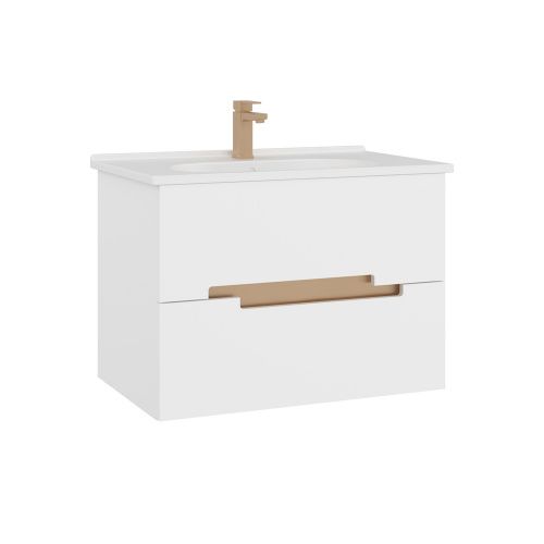 Тумба с раковиной Orka Lodi 5005884 80х50х57 цвет белый/золото