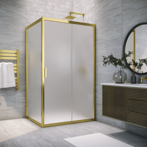 Душевой уголок Vegas-Glass ZP+ZPV TUR+NOVO ZP+ZPV TUR NOVO 180*95 09 10 180х95 стекло матовое профиль золото глянцевое без поддона