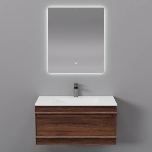 Тумба с раковиной зеркалом и смесителем ArtDecco Bridget (Бриджит) ABR08W22S2MF 80x45x40 подвесная цвет черный орех