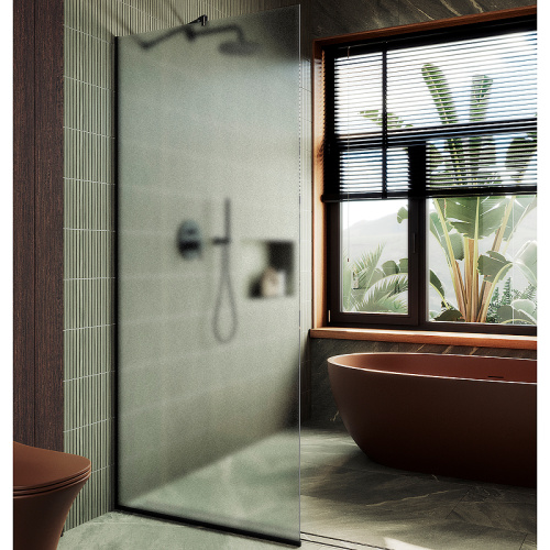 Душевая перегородка Maybah Glass MGD-680-6у 109х195 стекло тонированное профиль черный