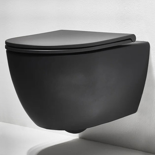 Чаша унитаза подвесная Simas Trevi TRV18nero matt цвет черный матовый без сиденья безободковая смыв торнадо