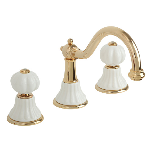 Смеситель Migliore OLIVIA 19023 на раковину белый/золото