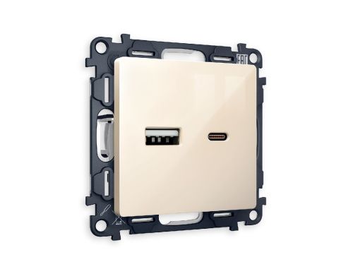 Комплект механизма розетки 2USB A+C 20W (быстрая зарядка) Ambrella Volt Alfa (Алфа) MA311010