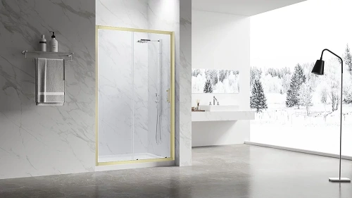 Душевая дверь Veconi Vianno VN55G-150-01-C8 150х195 стекло прозрачное профиль золото