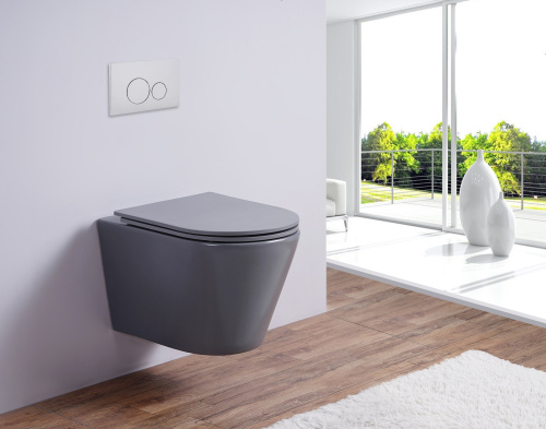 Унитаз подвесной Esbano CLAVEL ESUPCLAVGM серый матовый с сиденьем микролифт безободковый каскадный смыв