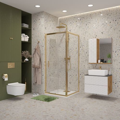 Душевой уголок Niagara Nova NG-42-9AG-A100G 100х90 стекло прозрачное профиль золото без поддона