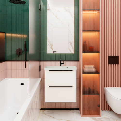 Тумба с раковиной La Fenice TESORO NFNC-01-TES-PB-60-2-3-60 61х63х47 подвесная цвет белый