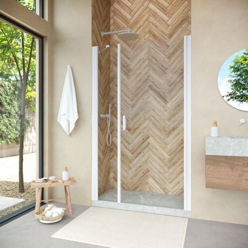 Душевая дверь Vegas-Glass EP-F-2 NOVO EP-F-2 NOVO h2000 100 01 01 R 100х200 стекло прозрачное профиль белый