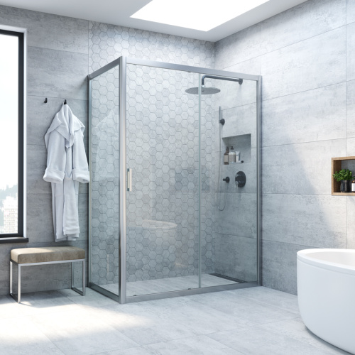 Душевой уголок Vegas-Glass ZP+ZPV TUR+NOVO ZP+ZPV NOVO h2000 180*95 07 crystalvision 180х95 стекло прозрачное профиль хром матовый без поддона