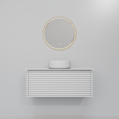 Тумба с раковиной+зеркало ArtDecco Jacqueline (Жаклин) AJC10W34S3M0 100x45x40 подвесная цвет белый