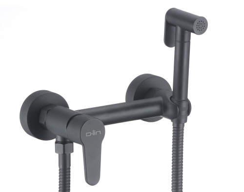 Смеситель с гигиеническим душем D-Lin D180202-A настенный черный