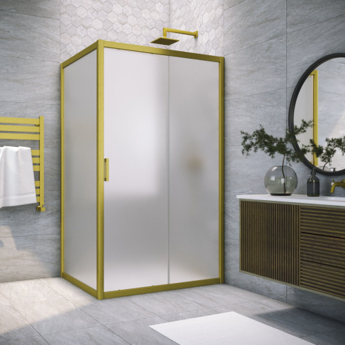 Душевой уголок Vegas-Glass ZP+ZPV TUR+NOVO ZP+ZPV NOVO h2000 180*95 03 10 180х95 стекло матовое профиль золото матовое без поддона