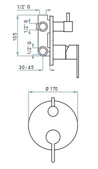Смеситель Emmevi Filobrass 85029/NEO встраиваемый в стену черный - фото 2