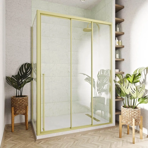 Душевой уголок Veconi Premium Prato PR3/R-SP-110100-01-G-C4 110х100 стекло прозрачное профиль золото без поддона
