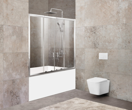 Душевая шторка на ванну BelBagno UNIQUE UNIQUE-VF-2-150/180-140-C-Cr 180х140 стекло прозрачное профиль хром глянцевый