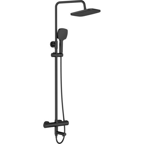 Душевая стойка Orange Thermo T02S4-911b настенная цвет черный с термостатом