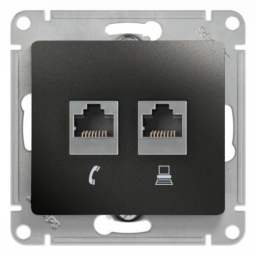 Розетка 2-ая RJ11+RJ45 Systeme Electric Glossa (Глосса) GSL000785