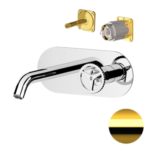 Смеситель для раковины Remer Chrono CH15LKBDO встраиваемый в стену золото