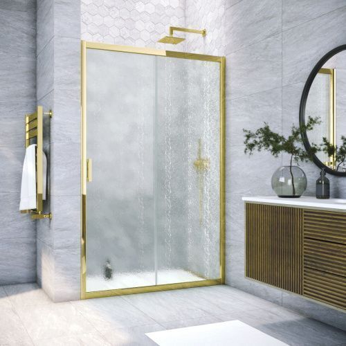Душевая дверь Vegas-Glass ZP TUR+NOVO ZP TUR NOVO 150 09 02 150х200 стекло рифленое профиль золото глянцевое
