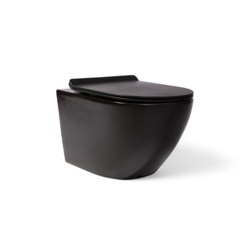 Унитаз подвесной CHARUS EWC700-121ВТ черный с сиденьем микролифт безободковый смыв торнадо