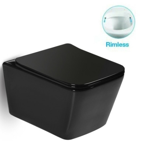 Унитаз подвесной SantiLine SL-5004MB цвет черный матовый с сиденьем микролифт безободковый смыв воронка-водоворот