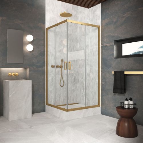 Душевой уголок Vegas-Glass ZA Protec ZA Protec h1900 120 03 01 120х120 стекло прозрачное профиль золото без поддона