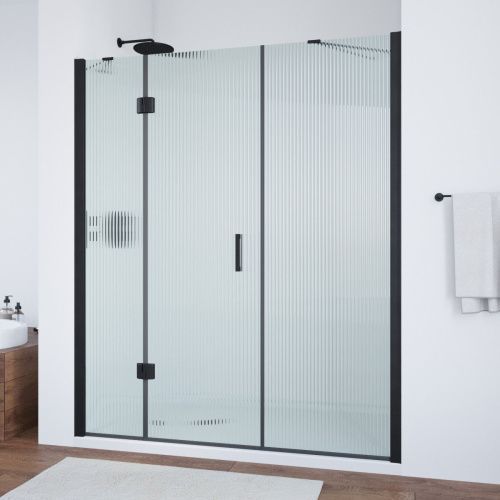 Душевая дверь Vegas-Glass AFP-F TUR+NOVO AFP-F NOVO 140 02М Moru L 140х190 стекло рифленое профиль черный