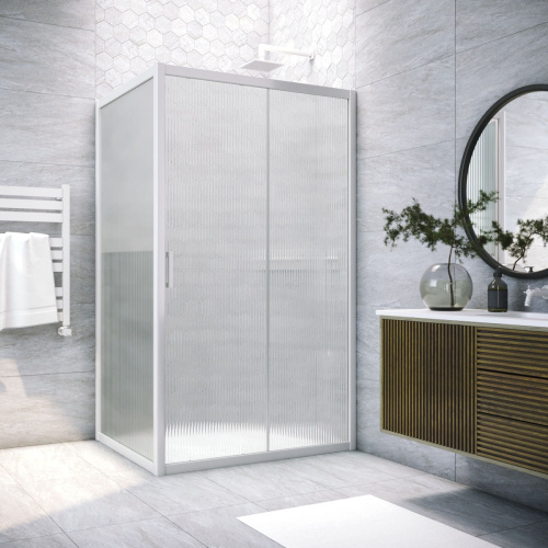 Душевой уголок Vegas-Glass ZP+ZPV TUR+NOVO ZP+ZPV NOVO h2000 155*85 01 Moru 155х85 стекло рифленое профиль белый без поддона