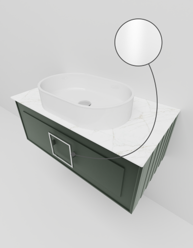 Тумба со столешницей La Fenice CUBO NFNC-01-CUB-G-80-2-GG 80х36х49 подвесная цвет серый/зелёный