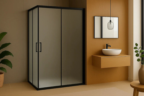 Душевой уголок Royal Bath HPD RB10512HPD-C-BL 120х105 стекло матовое профиль черный без поддона Душевой уголок Royal Bath HPD RB10512HPD-C-BL 120х105 стекло матовое профиль черный без поддона