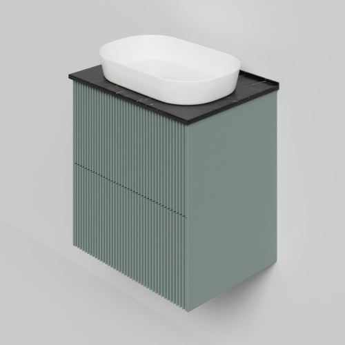 Тумба со столешницей La Fenice TERRA TWIN NFNC-01-TER-G-60-2-3-GB 62х62х47 подвесная цвет серый/зелёный