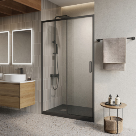 Душевая дверь BelBagno LUCE LUCE-B-1-120-C-NERO стекло прозрачное профиль черный