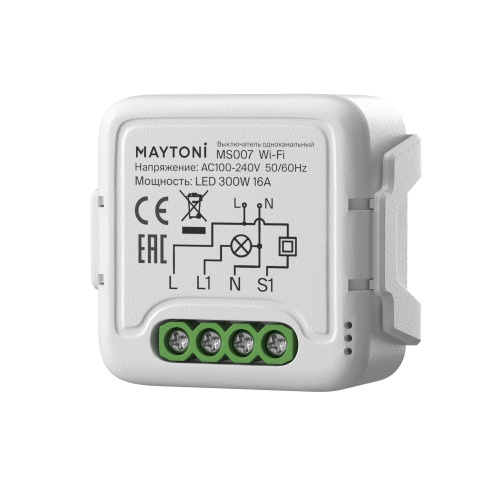 Wi-Fi выключатель одноканальный 250Вт Maytoni Lighting control MS007