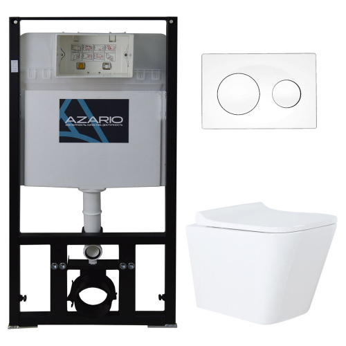 Комплект унитаз с инсталляцией с клавишей смыва Azario  AZ-8010-1000+AZ-8200-0012+AZ-0052
