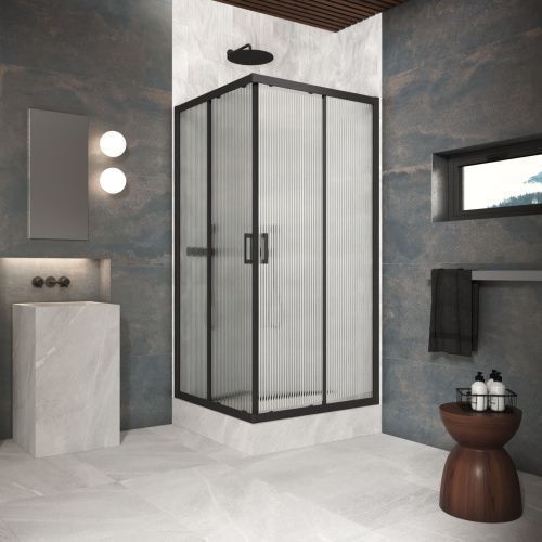 Душевой уголок Vegas-Glass ZA Protec ZA Protec 120 02М Moru 120х120 стекло рифленое профиль черный без поддона