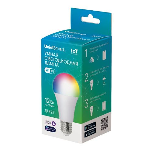 Лампа светодиодная Uniel LED-A60-12W/RGBW/E27/230V/WF/FR PLS80WH