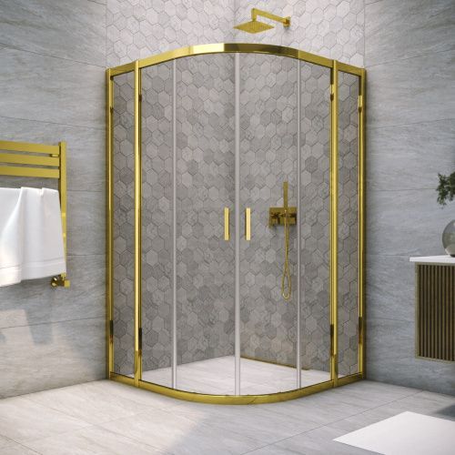 Душевой уголок Vegas-Glass ZS TUR+NOVO ZS TUR NOVO 120 09 07 120х120 стекло тонированное профиль золото без поддона