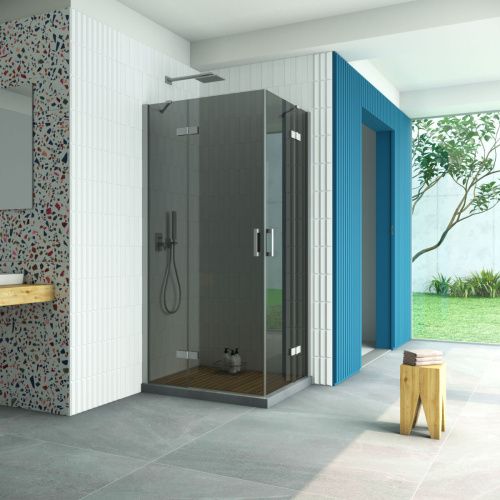 Душевой уголок Vegas-Glass AFA-F Retta AFA-F Retta 90*80 07 07 L 90х80 стекло тонированное профиль хром без поддона