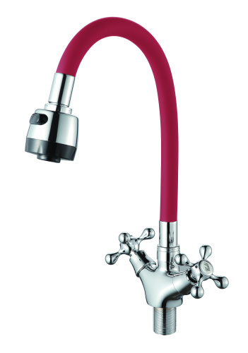 Смеситель для кухни D-Lin D153810-4T на мойку хром/красный