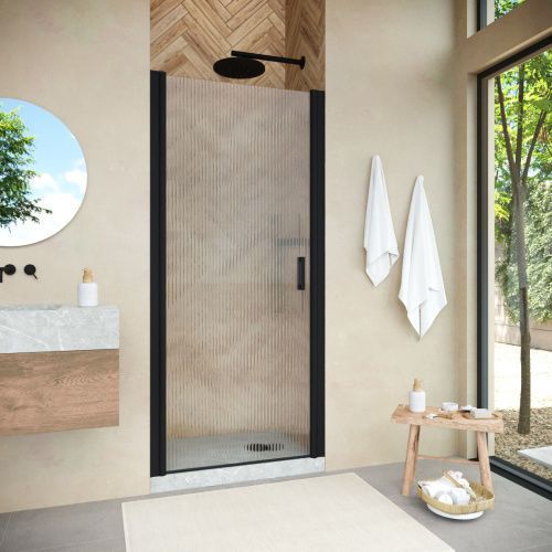 Душевая дверь Vegas-Glass EP NOVO EP NOVO h2000 60 02М Moru 60х200 стекло рифленое профиль черный